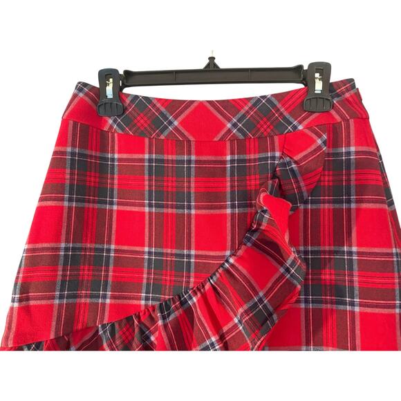 Vineyard Vines Red Plaid Ruffle Mini Skirt 6 School Academia Preppy Collegiate - Picture 2 of 11